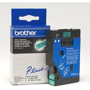 Brother TC-701 'extreme' tape zwart op groen 12 mm (origineel)