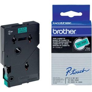 Brother TC-701 labelprinter-tape Zwart op groen