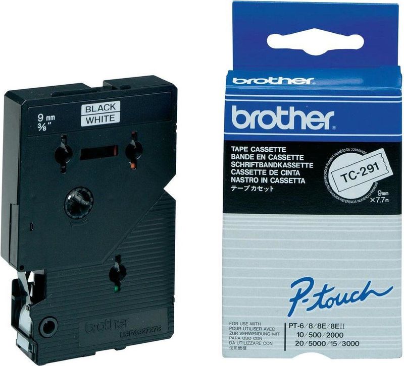Brother TC-291 labelprinter-tape Zwart op wit