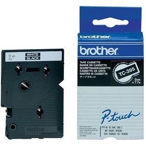 Brother TC-395 'extreme' tape wit op zwart 9 mm (origineel)