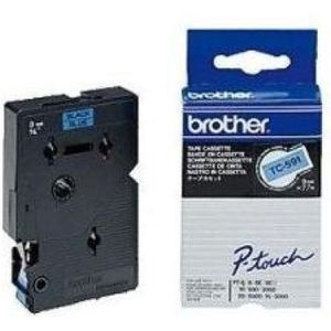 Brother TC-591 'extreme' tape zwart op blauw 9 mm (origineel)