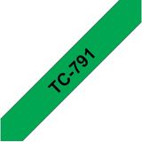 Brother TC-791 labelprinter-tape Zwart op groen