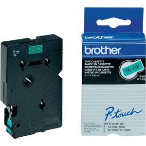 Brother TC-791 labelprinter-tape Zwart op groen