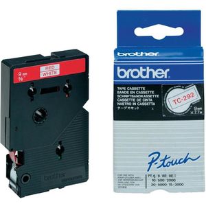 Brother TC-292 labelprinter-tape Rood op wit