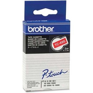 Brother TC-495 labelprinter-tape Wit op rood