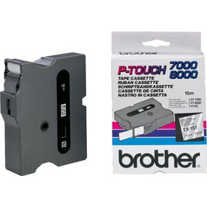 Brother TX-151 tape zwart op transparant 24mm x 15m (origineel)