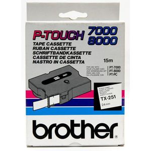 Brother TX-251 tape zwart op wit 24mm x 8m (origineel)