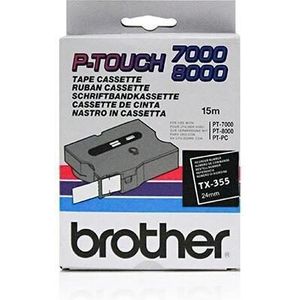 Brother TX-355 labelprinter-tape Wit op zwart