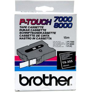 Brother TX-355 tape wit op zwart 24mm x 15m (origineel)