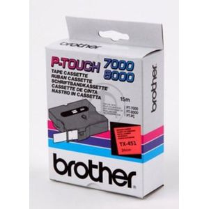 Brother TX-451 'extreme' tape zwart op rood, glanzend 24 mm (origineel)