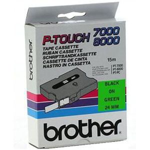 Brother TX-751 'extreme' tape zwart op groen, glanzend 24 mm (origineel)