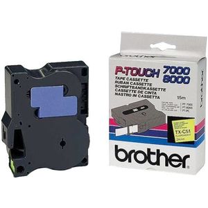 Brother TX-C51 tape zwart op neon geel 24mm x 15m (origineel)