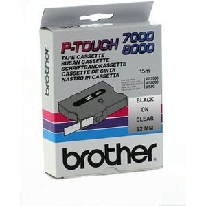 Brother TX-131 'extreme' tape zwart op transparant, glanzend 12 mm (origineel)
