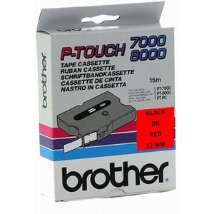 Brother TX-431 'extreme' tape zwart op rood, glanzend 12 mm (origineel)