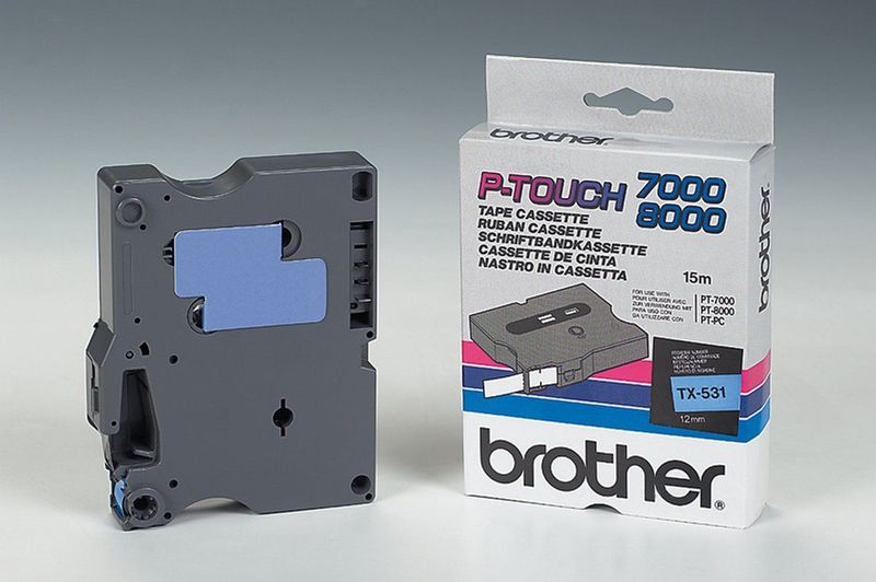 Brother TX-531 labelprinter-tape Zwart op blauw