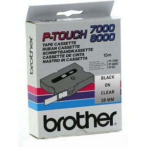 Brother TX-141 tape zwart op transparant 18mm x 15m (origineel)