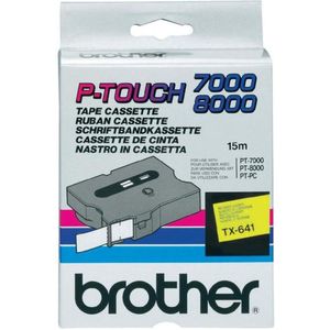 Brother TX-641 'extreme' tape zwart op geel, glanzend 18 mm (origineel)