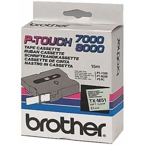 Brother Matt Laminated Labelling Tape - 24mm, Black/Clear labelprinter-tape TX