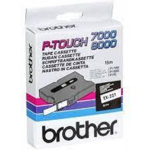 Brother TX-611 tape zwart op geel 6mm x 15m (origineel)