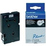 Brother Gloss Laminated Labelling Tape - 12mm, Black/White, 10-pk labelprinter-tape TC