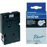 Brother Gloss Laminated Labelling Tape - 12mm, Black/White, 10-pk labelprinter-tape TC