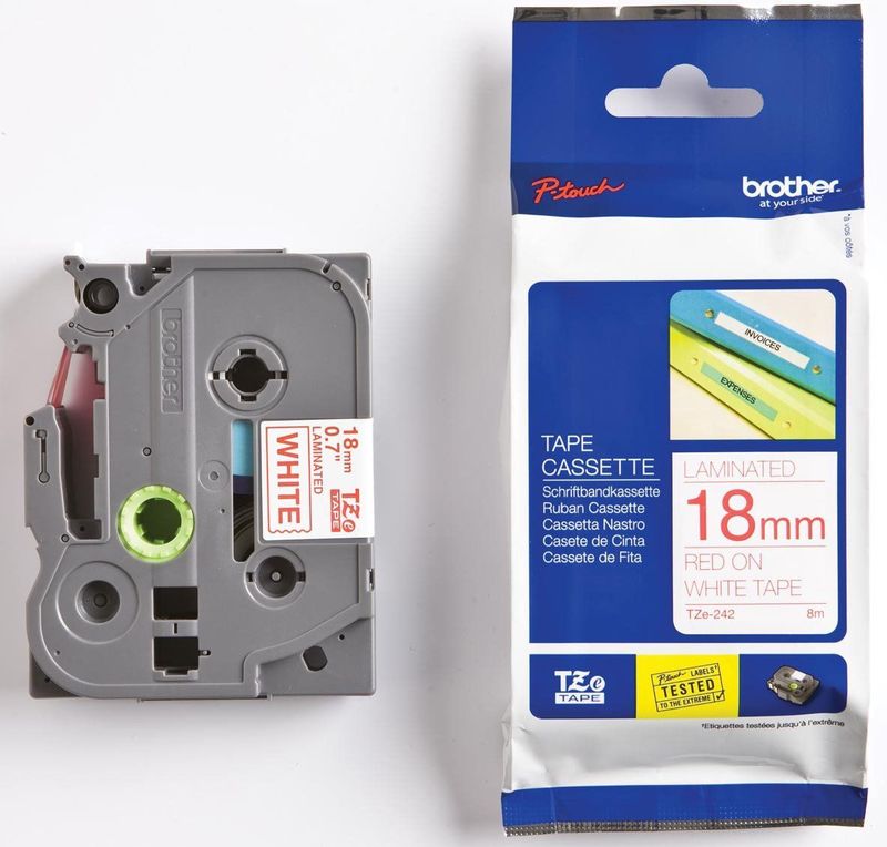 Brother TZ-242 labelprinter-tape Rood op wit