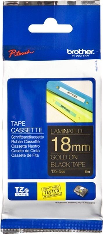 Brother - Etiketteringstape - Gelamineerd - Zwart - 1.80 cm - 8 m