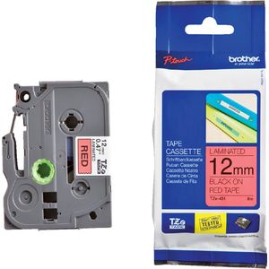 Labeltape Brother P-touch TZE-431 12mm zwart op rood | 1 stuk