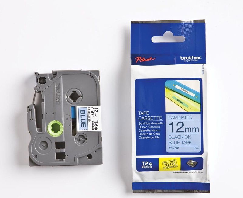 Labeltape brother tze-531 12mmx8m blauw/zwart | 1 stuk