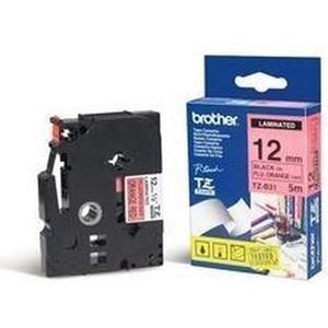 Brother TZe-B31 tape zwart op fluorescerend oranje 12 mm (origineel)