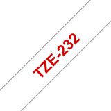 Labeltape Brother P-touch TZE-232 12mm Rood Op Wit