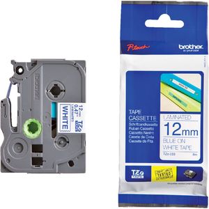 Brother - TZe-233 - Tape - Blauw op Wit - 12 mm - Origineel