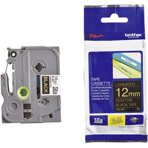 Brother Tape TZe-334 Goud op zwart (12 mm)