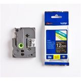 Brother Gloss Laminated Labelling Tape - 12mm, White/Black labelprinter-tape TZ