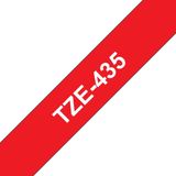 Brother - TZe-435 Tape - Wit op Rood - 12 mm - Origineel