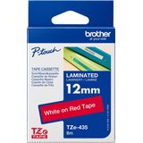 Brother - TZe-435 Tape - Wit op Rood - 12 mm - Origineel