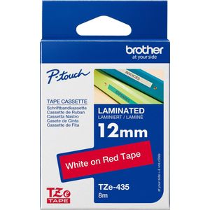 Brother - TZe-435 Tape - Wit op Rood - 12 mm - Origineel