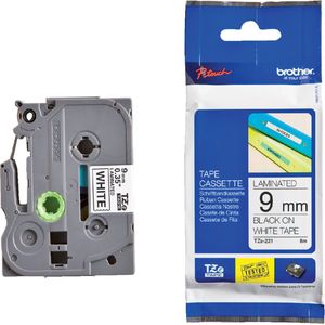 Brother - TZe-221 Tape - Zwart op Wit - 9 mm - Origineel