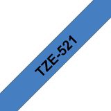 Brother TZe-521 tape zwart op blauw 9 mm (origineel)