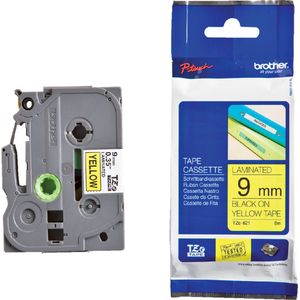 Labeltape Brother P-touch TZE-621 9mm zwart op geel | 1 stuk