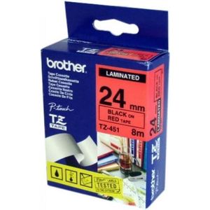 Brother - TZe-451 Tape - Zwart op Rood - 24 mm - Origineel