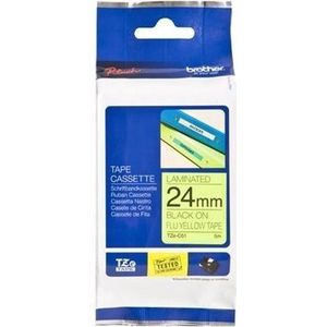 Brother - TZe-C51 Tape - Zwart op Fluorescerend Geel - 24 mm - Origineel