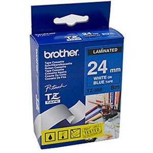 Brother TZe-555 tape wit op blauw 24 mm (origineel)
