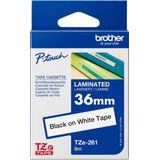 Brother - TZe-261 - Labeltape - Zwart op Wit - 36mm - 8m