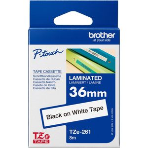 Brother - TZe-261 - Labeltape - Zwart op Wit - 36mm - 8m