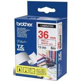 Brother - TZe-262 - Tape - Rood op Wit - 36 mm - 8 meter
