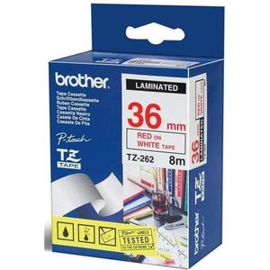 Brother - TZe-262 - Tape - Rood op Wit - 36 mm - 8 meter