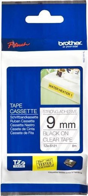 Brother - TZe-S121 - Tape - Zwart - Transparant - 9 mm - 8 Meter