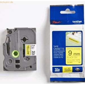 Brother Strong Adhesive Gloss Laminated Tape - 9mm, Black/Yellow labelprinter-tape TZ