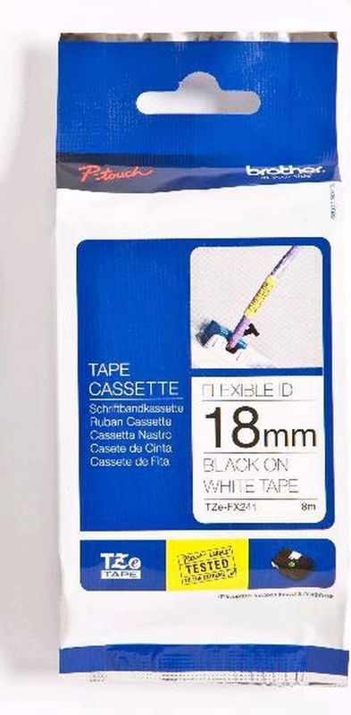 Brother - TZe-FX241 - Flexi ID Tape - Zwart op Wit - 18 mm - 8 meter
